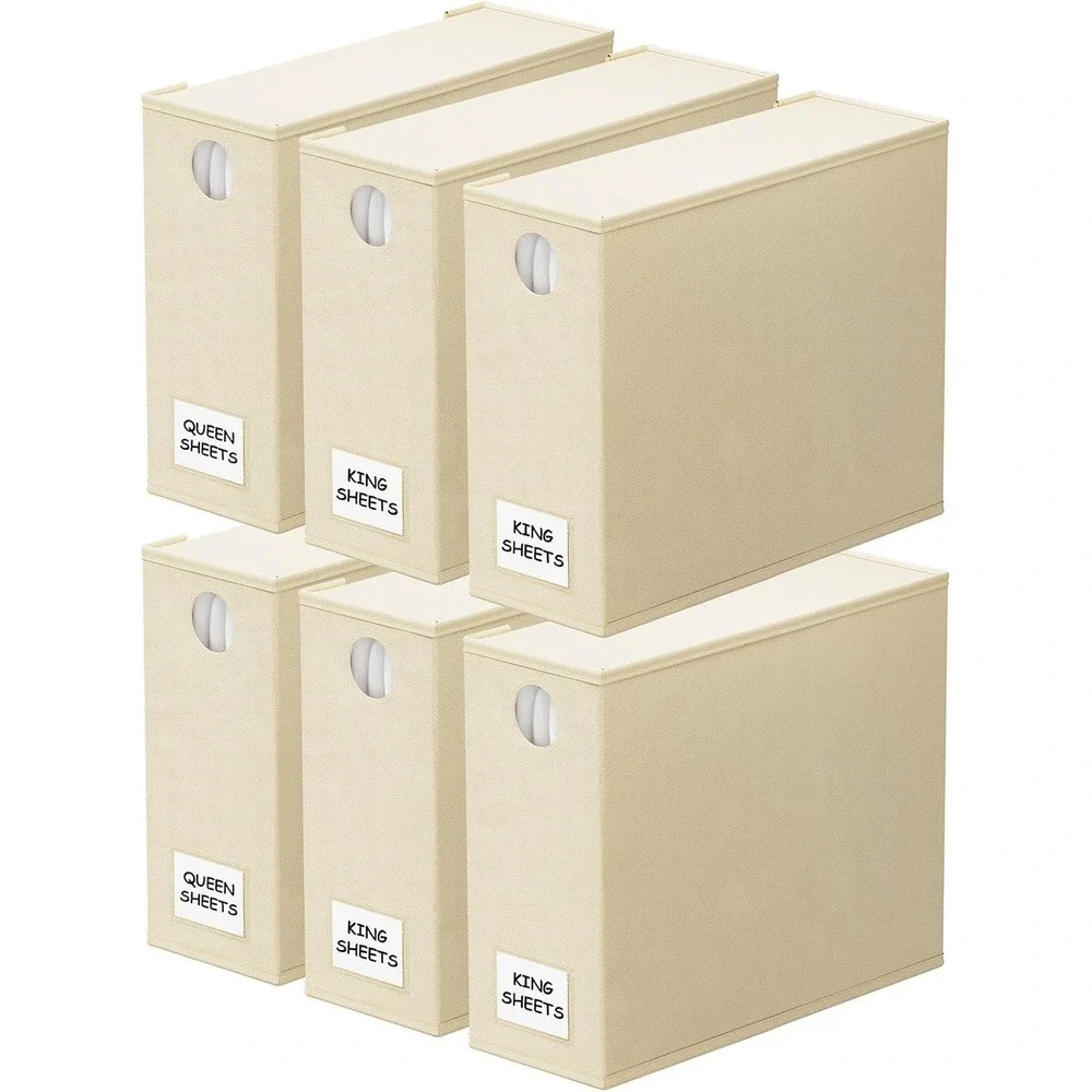 6-Pack Bed Sheet Linen Closet Organizer Storage Cases